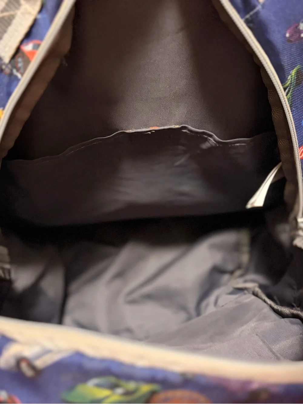 Pottery Barn Kids Hot Wheels Navy and Grey Race Car Backpack - Size Large PBK